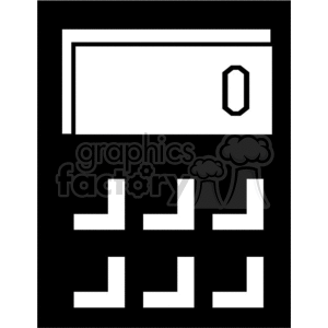Black and white outline of a solar powered calculator