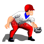 Animated baseball player waiting for a chance to catch the ball.