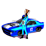 Animated race car driver.
