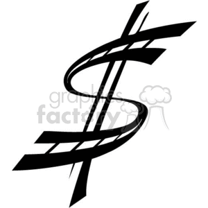This is a stylized black and white dollar sign clipart image.