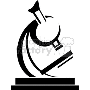 A black and white clipart illustration of a microscope.