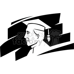 Silhouette of a man with a cap and gown