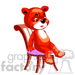 Teddy bear sitting in a chair.
