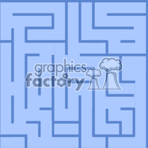 A clipart image of a maze with a blue background and blue pathways, designed with simple and straight lines.