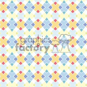 A colorful geometric pattern with repeating X shapes in pastel shades of yellow, blue, pink, and white.
