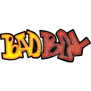 A colorful graffiti-style text illustration of the word 'BAD BOY' with vibrant yellow, orange, and red colors.