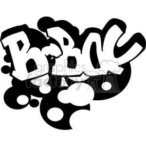 A black and white graffiti-style clipart image showing the word 'B-Boy' with bold letters surrounded by abstract circular shapes.