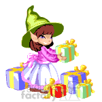 Small elf double checking the gifts for errors.