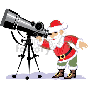 Santa Claus Using Telescope Christmas