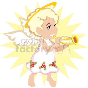 Child Christmas Angel with a Halo and Holly Berry
