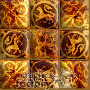 Abstract Golden Mosaic with Intricate Designs