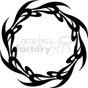 Black circular tribal tattoo design in clipart style showing interlocking elements.