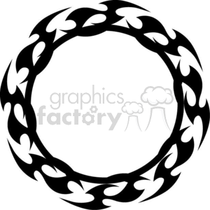 A clipart image of a circular tribal tattoo design, featuring flame-like patterns woven into a continuous ring.