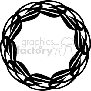 A black and white clipart image of a circular braided or woven pattern.