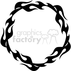 Clipart image of a black tribal flame circle design.