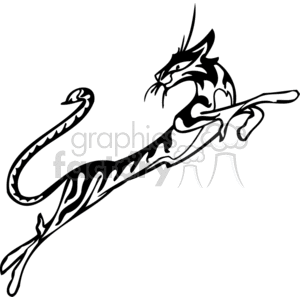 The image is a black and white clipart of a stylized cat. The cat appears to be in a dynamic pose, mid-movement, with detailed fur and a long tail that conveys motion. It has a distinct artistic style with bold lines making it suitable for vinyl signage or decals.