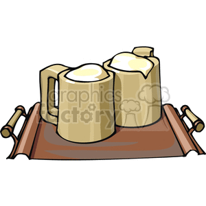 Clipart of a tray with two mugs of beer.