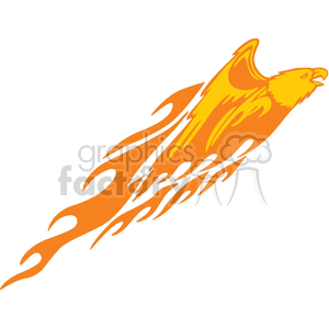 This clipart image depicts a stylized phoenix bird with flames trailing behind it. The phoenix is designed with shades of orange and yellow, symbolizing fire and rebirth.