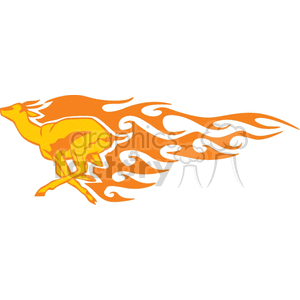 Clipart image of a stylized, yellow sprinting gazelle with orange flames trailing behind it.