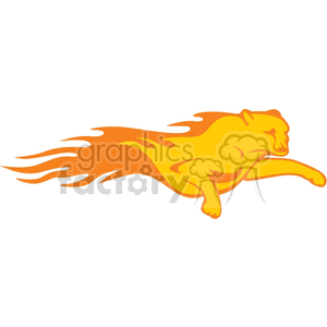 A stylized clipart image of a leaping cheetah with fiery orange and yellow colors, representing speed and agility.