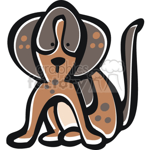   This clipart image features a stylized, cartoon-like depiction of a brown and spotted dog. The dog has large, floppy ears, round eyes, and a prominent snout. It appears to be a simplified and cute representation, common for clipart used in various media such as children