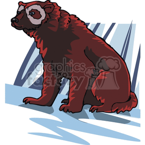 The image shows a drawing of a brown bear sitting down. It is looking to the left. 