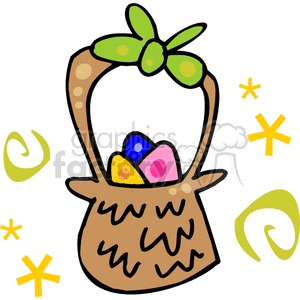 Whimsical Easter Basket with Colorful Eggs