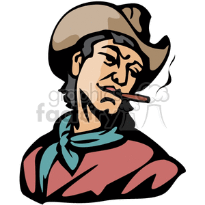 Western Cowboy Smoking Cigar