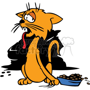   The image is a clipart of an orange cat with a dislike or disgusted expression, possibly after tasting something it finds unpleasant. The cat