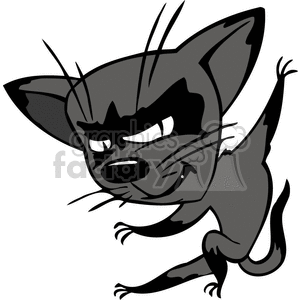 The clipart image features a stylized cat with a humorous and sneaky expression. The cat appears to be tiptoeing or sneaking, with exaggerated features like large eyes with a furrowed brow and a mischievous smirk.