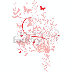 Red butterfly swirl design