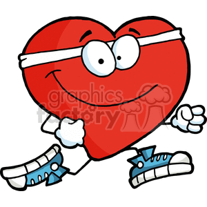 Cartoon Heart Jogging for Fitness and Love