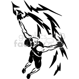 The clipart image depicts a black and white vector illustration of a man engaged in rock climbing, an extreme sport. The climber is shown mid-action, presumably attempting a difficult stunt or maneuver. The image is designed to be 