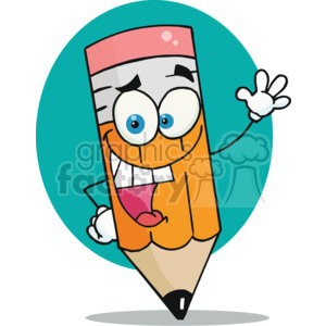   happy cartoon pencil character 