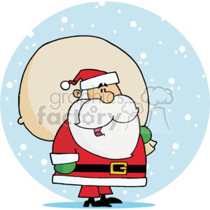 Santa standing the snow with a bag of gifts