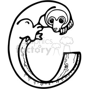 Monkey Hanging on Branch - Letter C