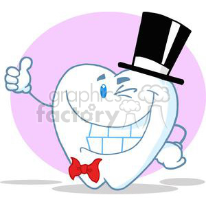 Happy Tooth with Top Hat and Bow Tie Giving Thumbs Up - Dentist