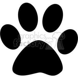 The clipart image shows a simple, stylized black paw print against a white background.
