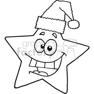 A cartoon star wearing a Santa hat with a funny expression.