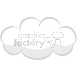 The image depicts a simple illustration of a puffy cloud. The cloud is stylized and cartoon-like, often used in designs related to weather themes, springtime graphics, or to represent a cloudy sky in a playful and non-realistic manner. The cloud appears to have a light gray outline giving it some depth and definition.