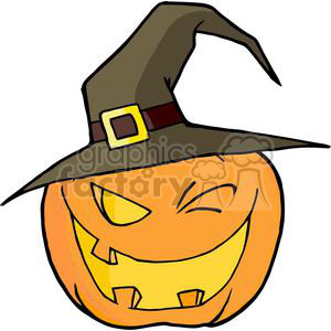 3107-Halloween-Pumpkin-Winking-A-Witch-Hat