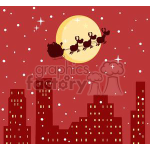 3144-Black-Silhouette-Of-Santa-And-A-Reindeers-Flying-In-A-Sleigh