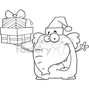 3290-Happy-Christmas-Elephant-Holds-Up-Gifts