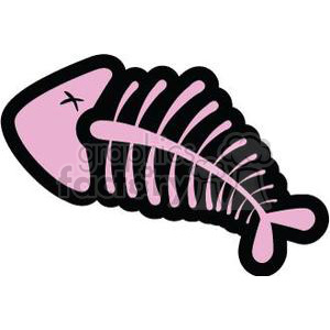 The image appears to be a stylized representation of a fish skeleton. It consists of the central spine and ribs with a simplified fish head at one end, featuring a cross mark typically used to indicate that the fish is not alive.