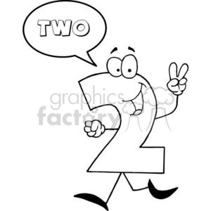 A cartoon character of the number two with facial features, holding up two fingers and saying 'TWO' in a speech bubble.