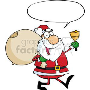 Funny Santa Claus Cartoon with Bell and Sack