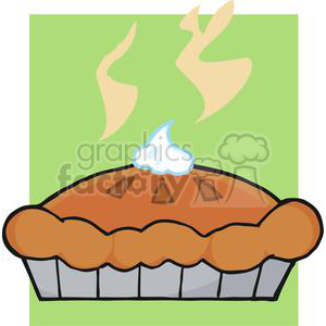 A humorous Thanksgiving-themed clipart image of a steaming pie topped with whipped cream.