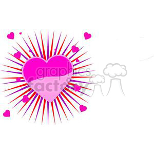 A vibrant clipart image featuring a large pink heart in the center with radiating stripes and smaller pink hearts surrounding it, symbolizing love and relationships.