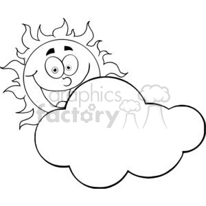 4042-Happy-Sun-Mascot-Cartoon-Character-Hiding-Behind-Cloud