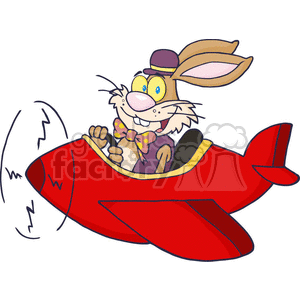 bunny rabbit flying a red plane